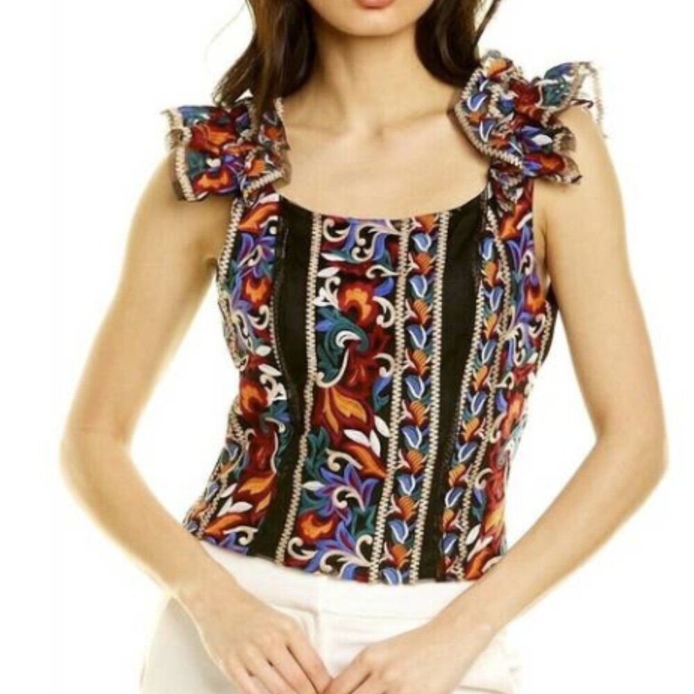 Anthropologie Eva Franco embroidered fitted top